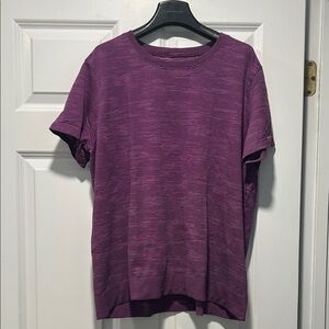 Lululemon Athletica Purple Striped Short Sleeve Tee